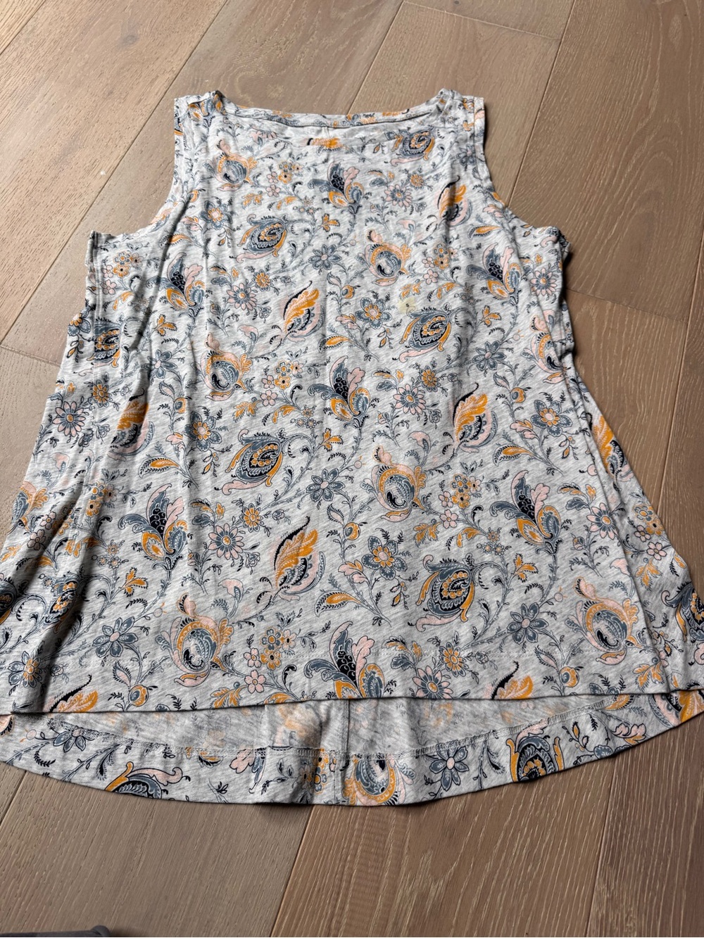 LOFT Paisley Floral Sleeveless Tank Top - Gray, Yellow, Pink
